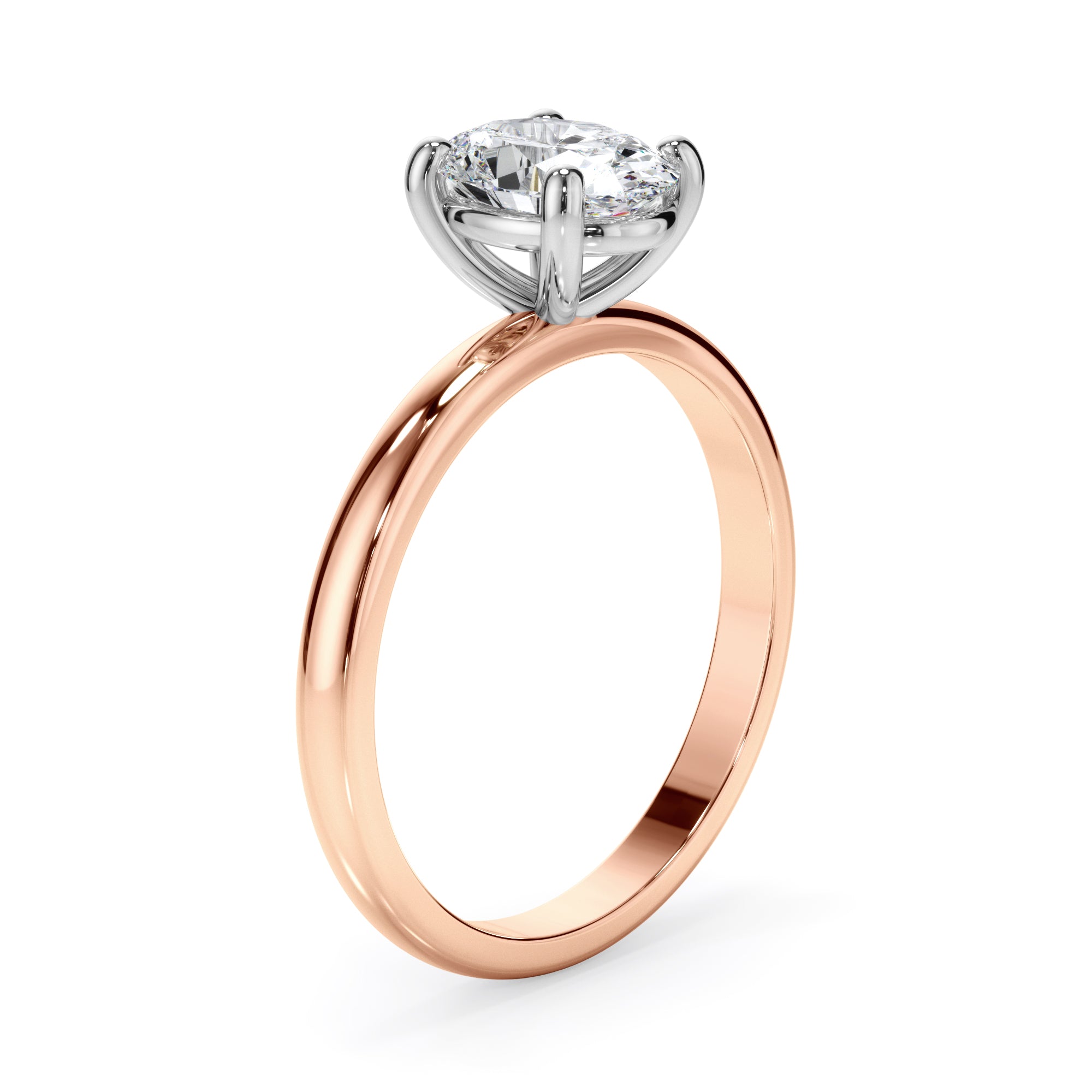 18ct Rose and White Gold Oval Diamond Cut Engagement Ring