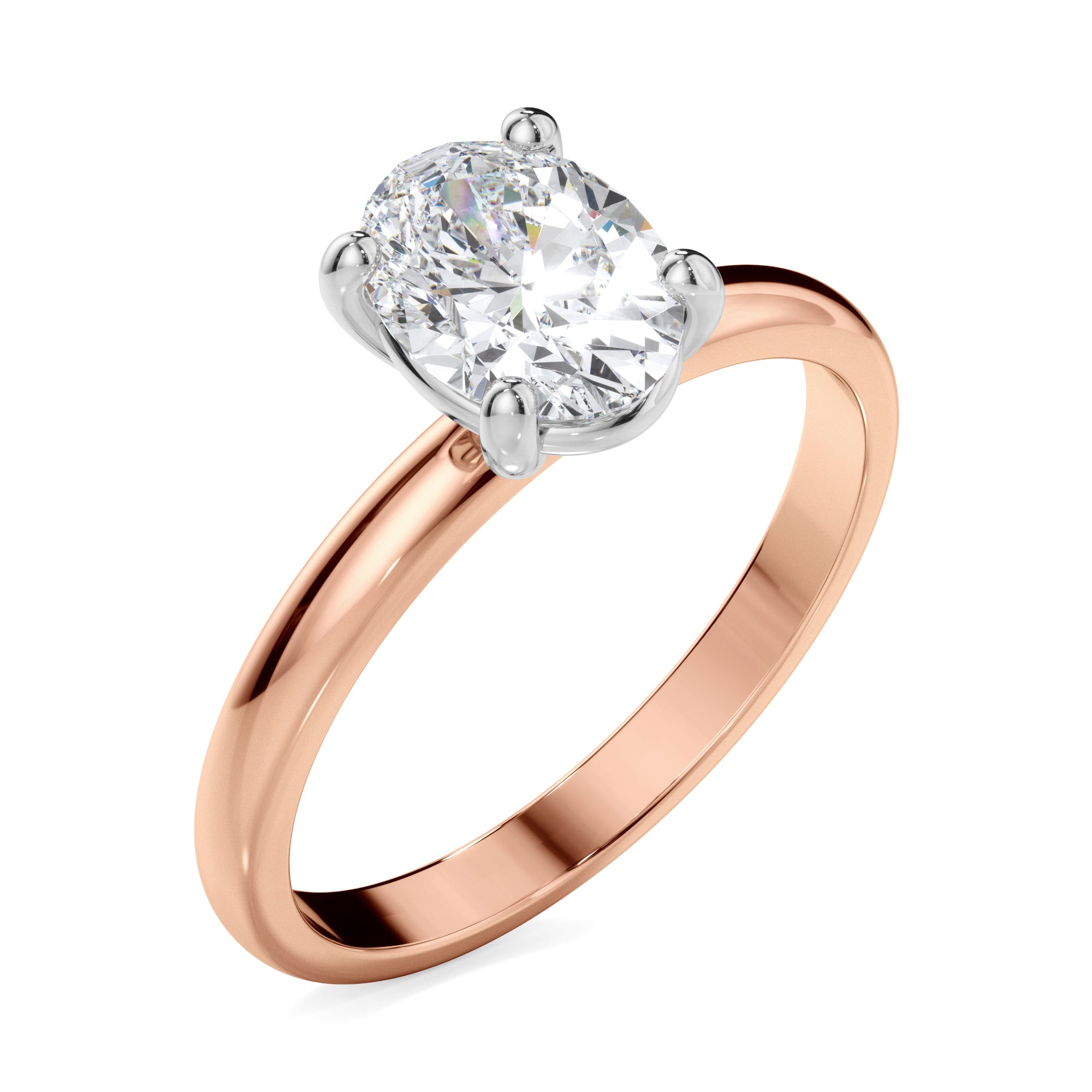 18ct Rose and White Gold Oval Diamond Cut Engagement Ring