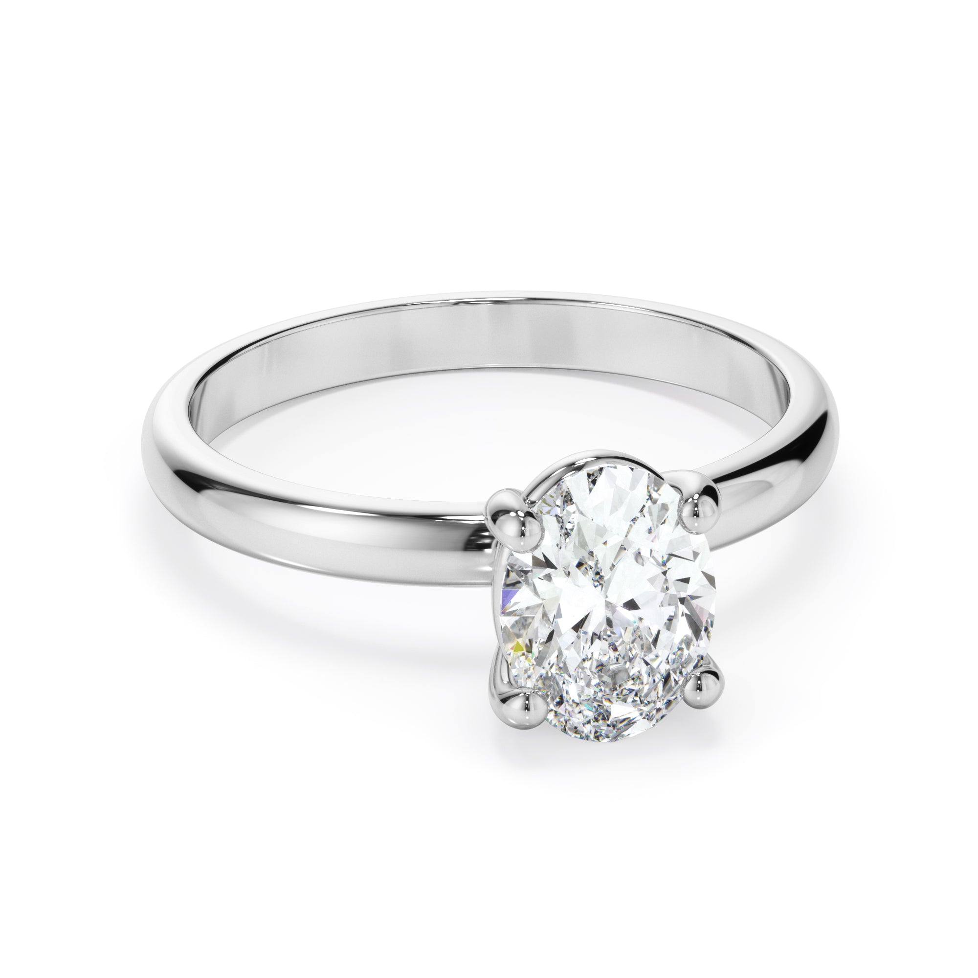 18ct White Gold Oval Diamond Cut Engagement Ring