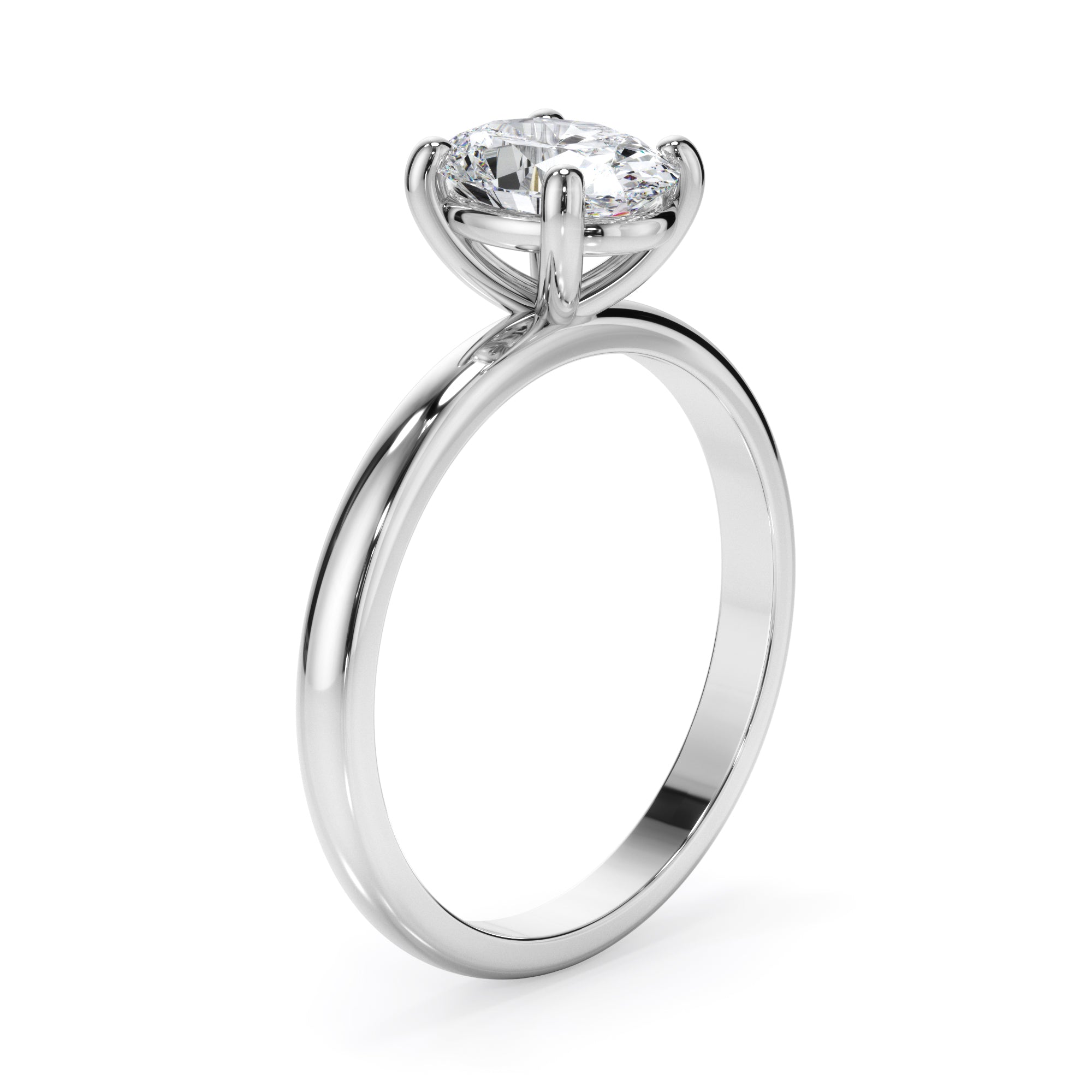 18ct White Gold Oval Diamond Cut Engagement Ring