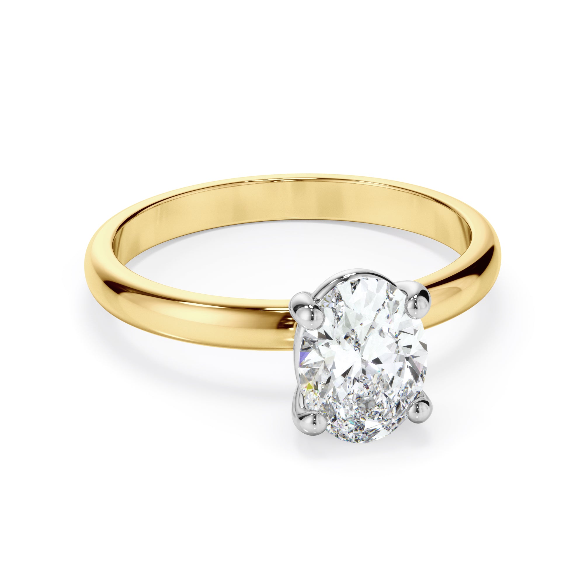 18ct Yellow and White Gold Oval Diamond Cut Engagement Ring