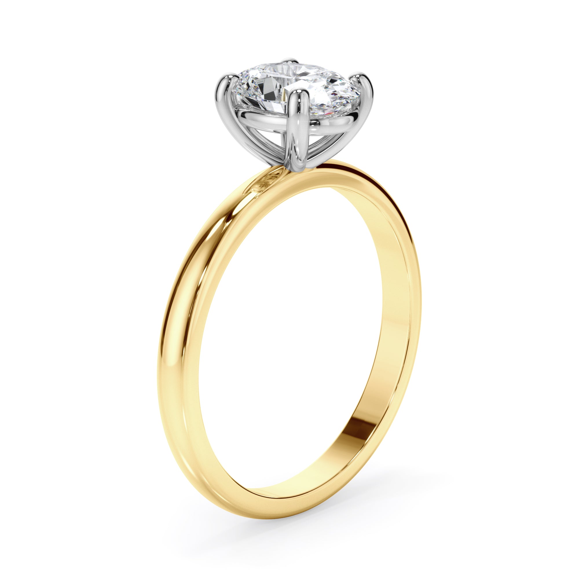 18ct Yellow and White Gold Oval Diamond Cut Engagement Ring