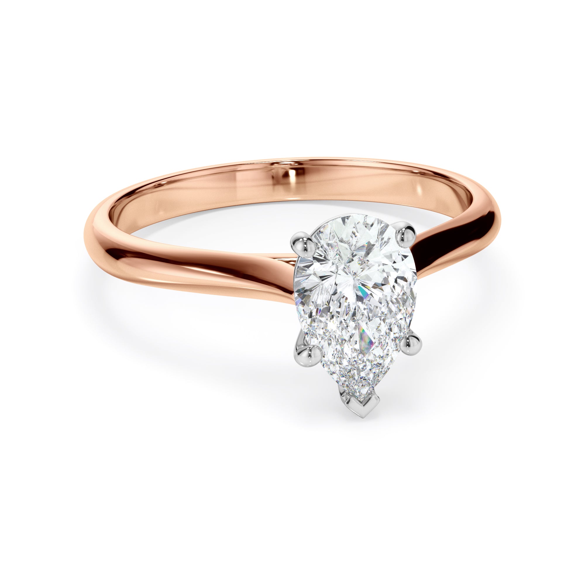 18ct Rose and White Pear Cut Diamond Engagement Ring