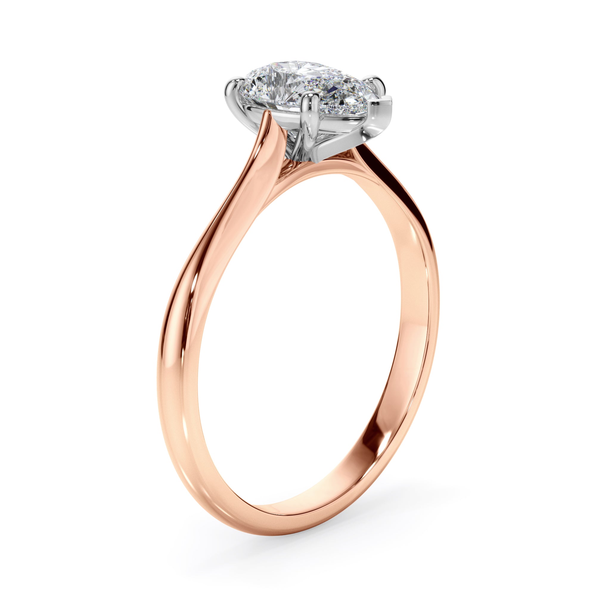 18ct Rose and White Pear Cut Diamond Engagement Ring