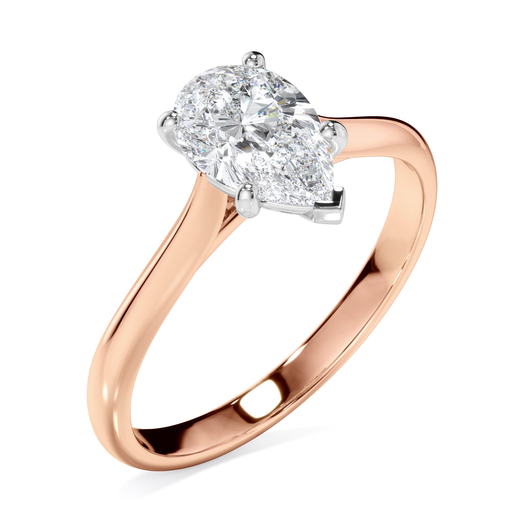 18ct Rose and White Pear Cut Diamond Engagement Ring