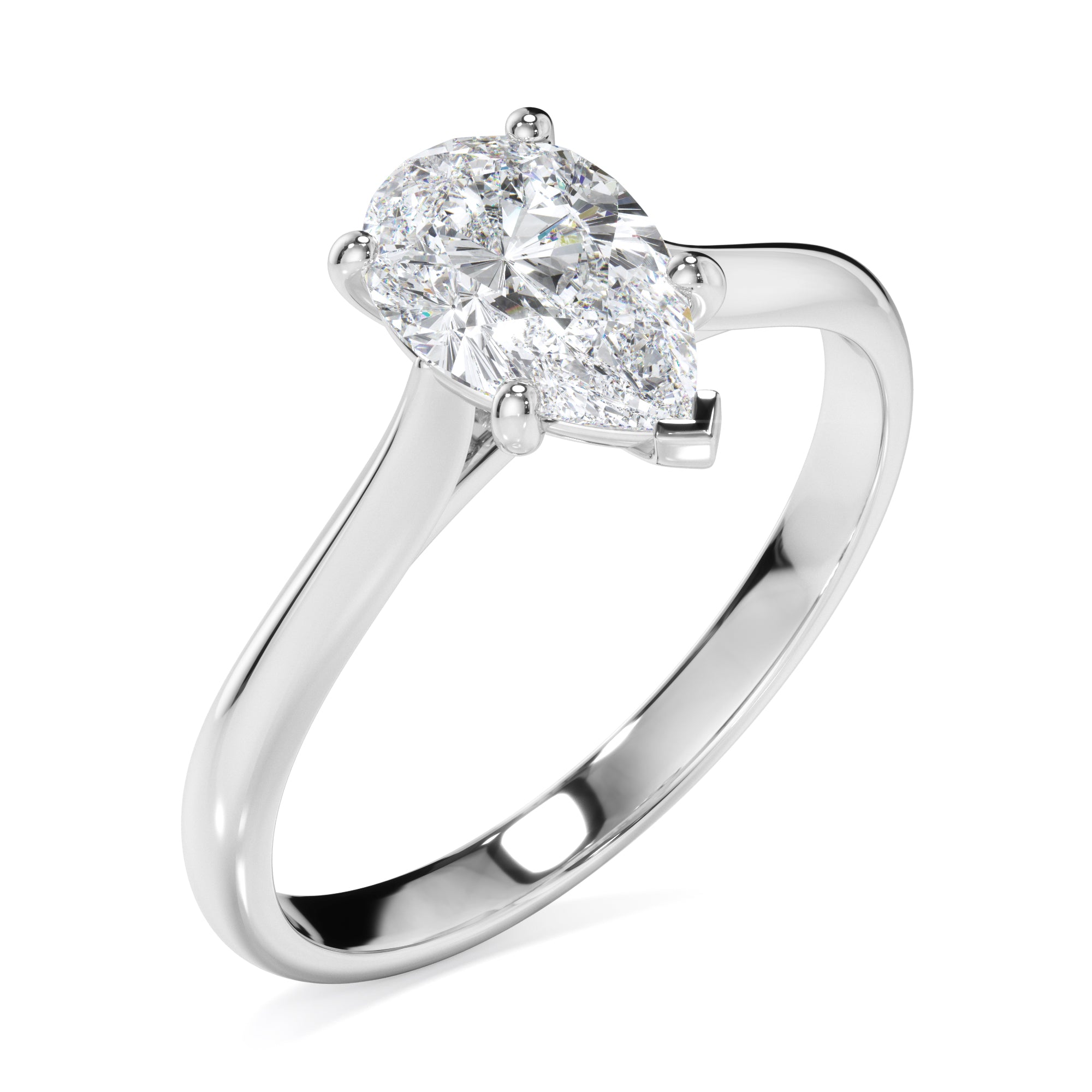 18ct White Gold Pear Cut Diamond Engagement Ring
