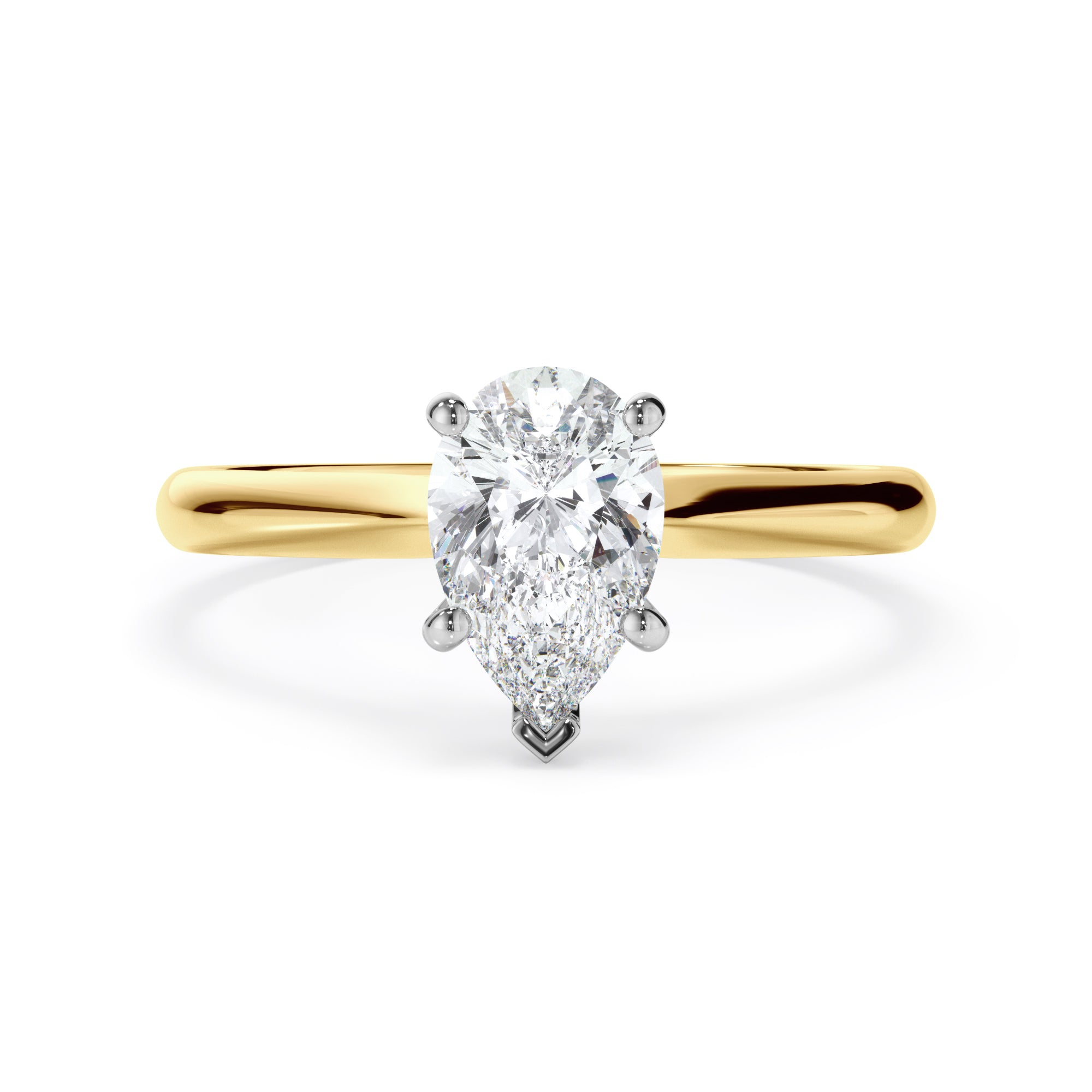 18ct Yellow Gold and White Gold Pear Cut Diamond Engagement Ring