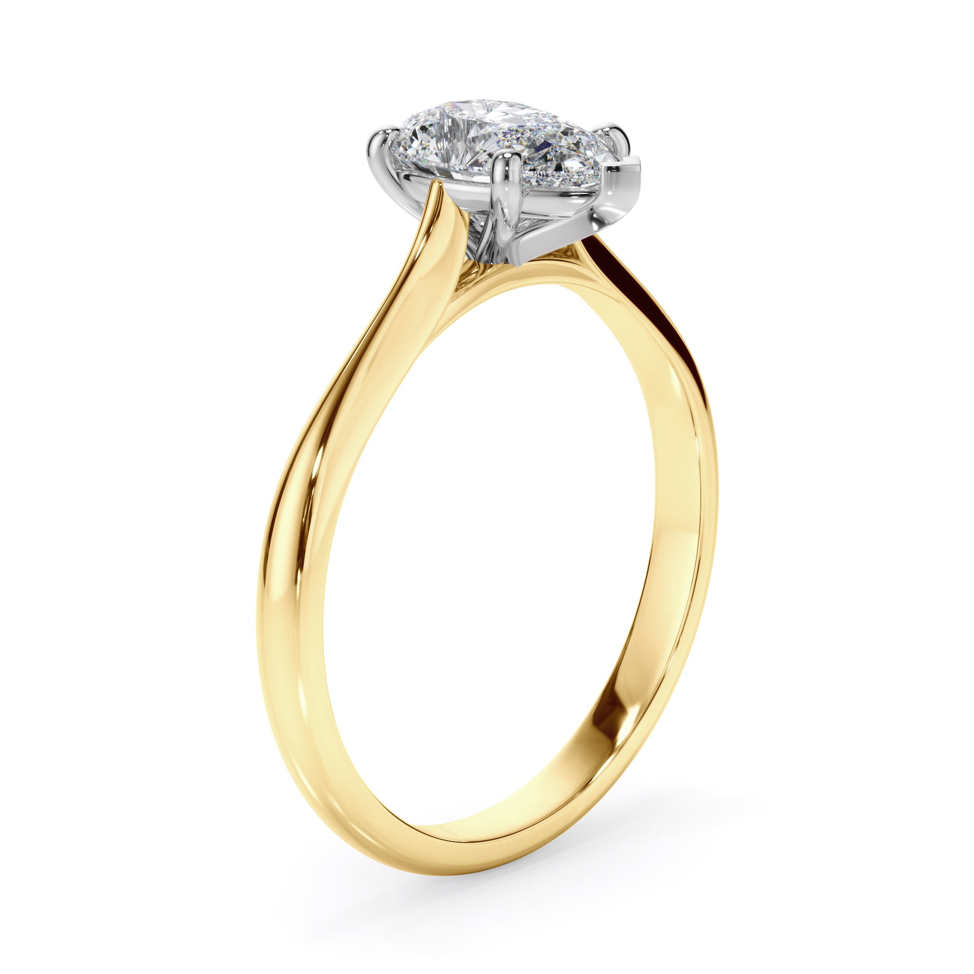 18ct Yellow Gold and White Gold Pear Cut Diamond Engagement Ring