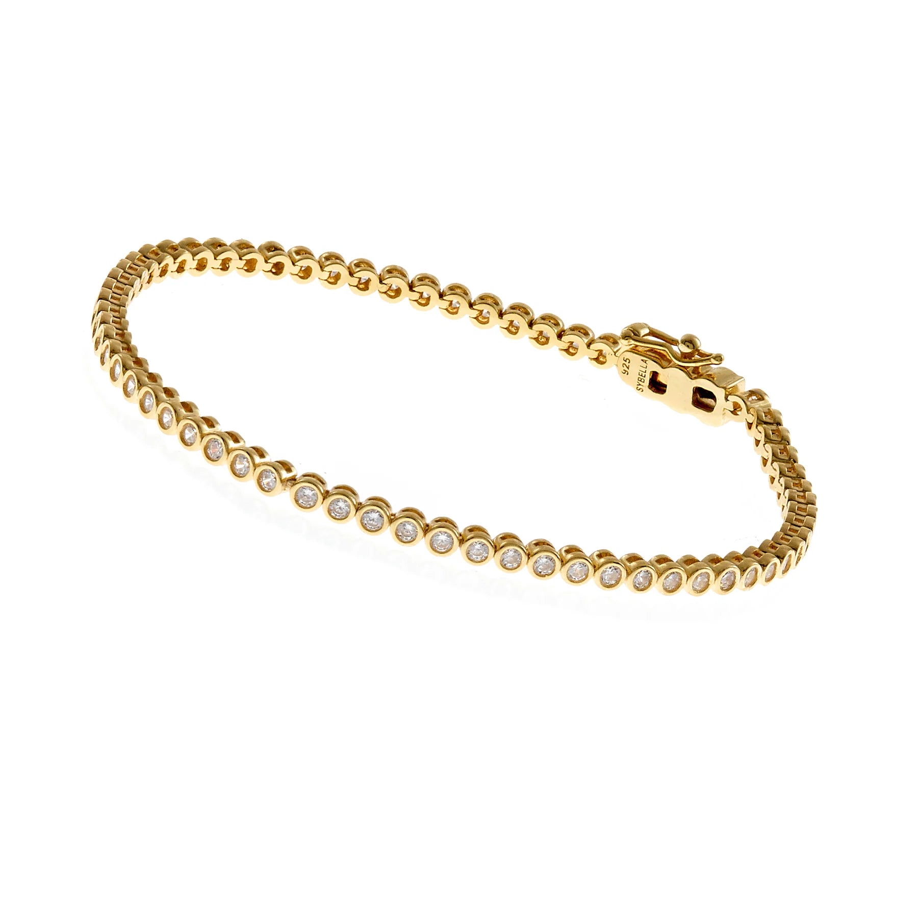 Sybella Astrid Gold Plate Baby Bezel Cubic Zirconia Tennis Bracelet