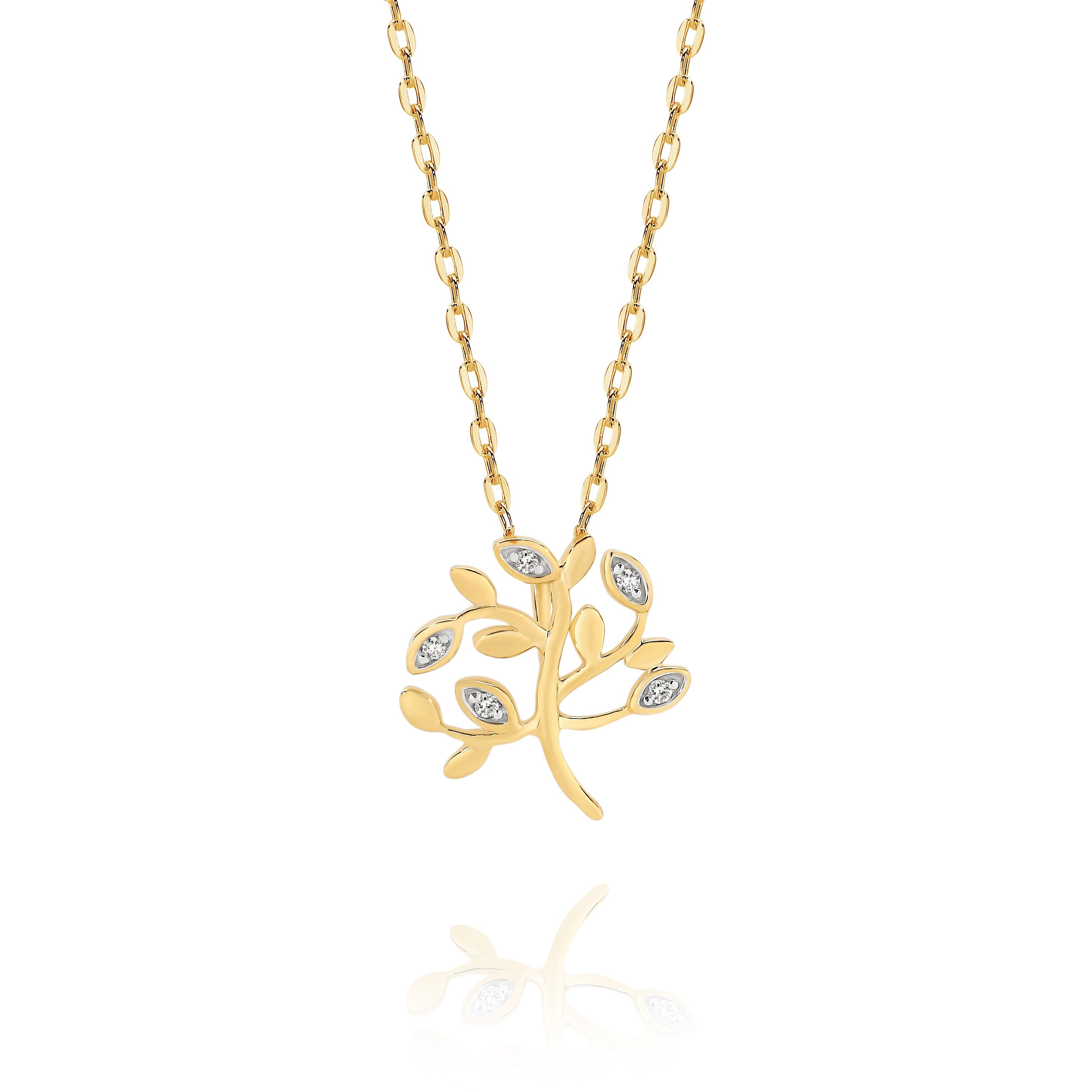 9ct Yellow Gold Diamond Tree of Life Pendant