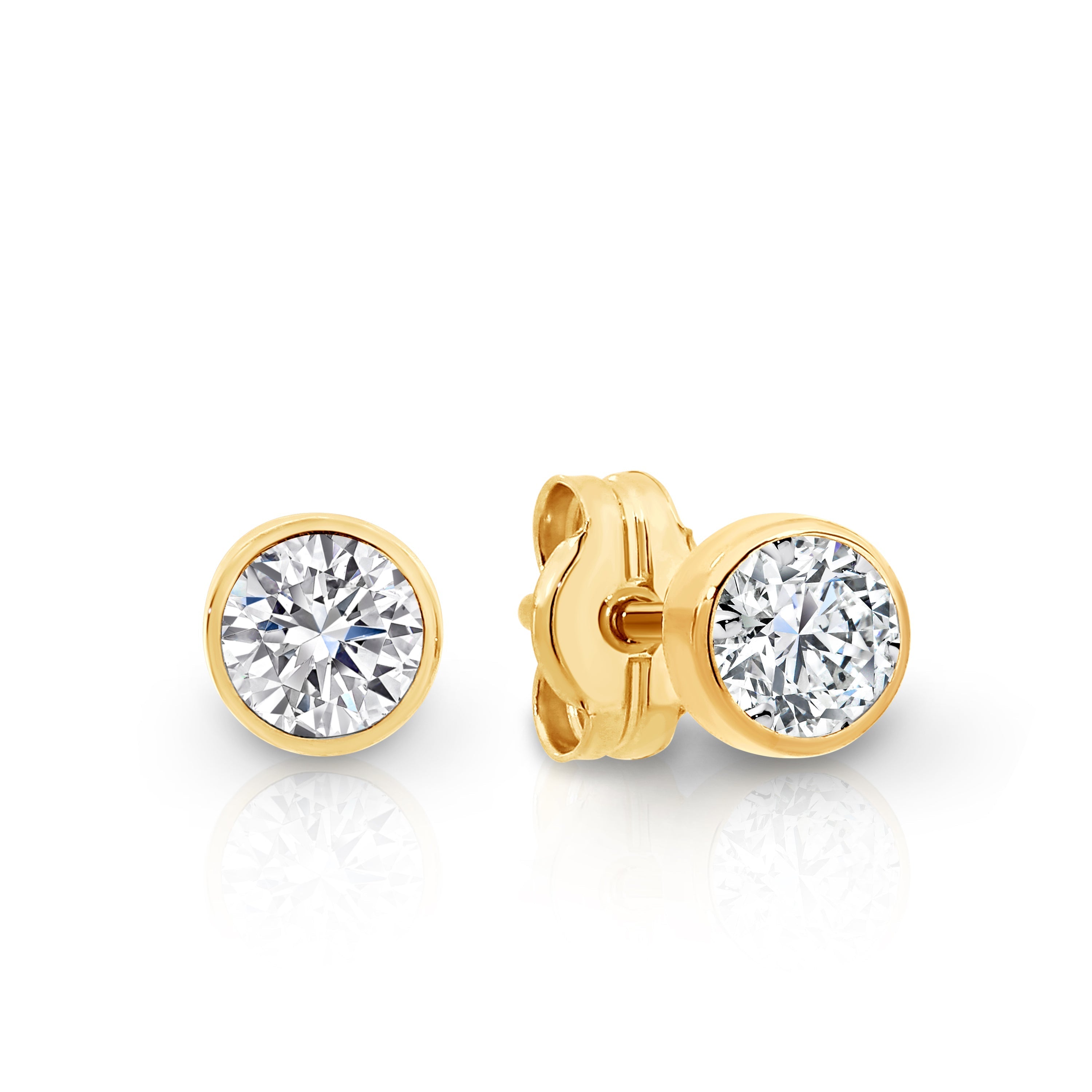 9ct Yellow Gold 4mm Bezel Set Cubic Zirconia Studs