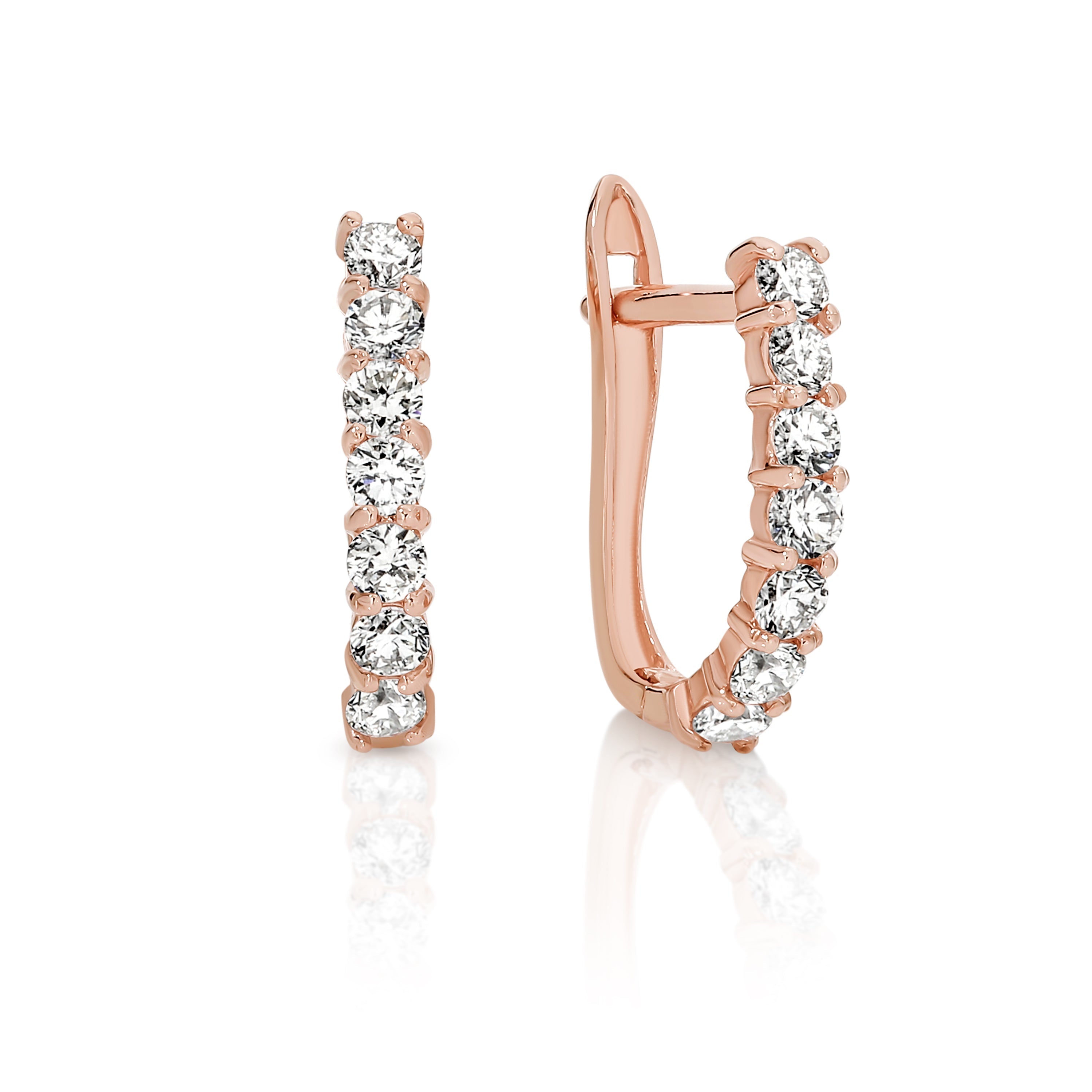9ct Rose Gold Oval Claw Huggies