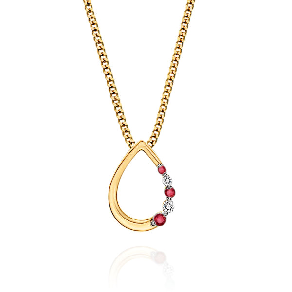 9ct Yellow Gold Ruby & Diamond Pendant