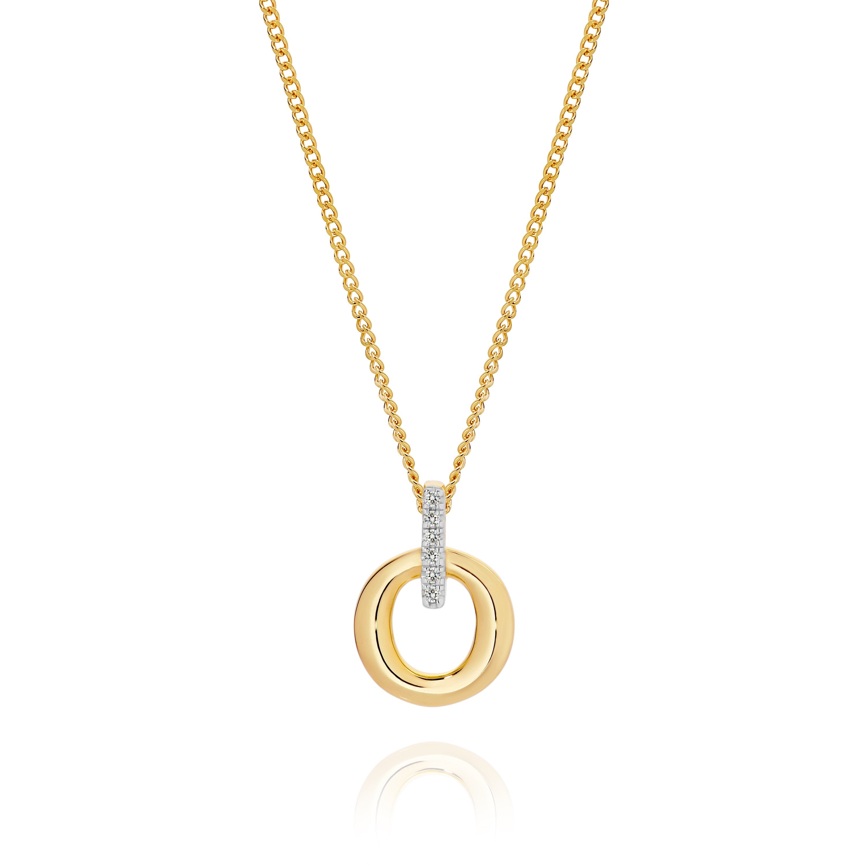 9ct Yellow Gold 0.02ct Slider Diamond Circle Pendant