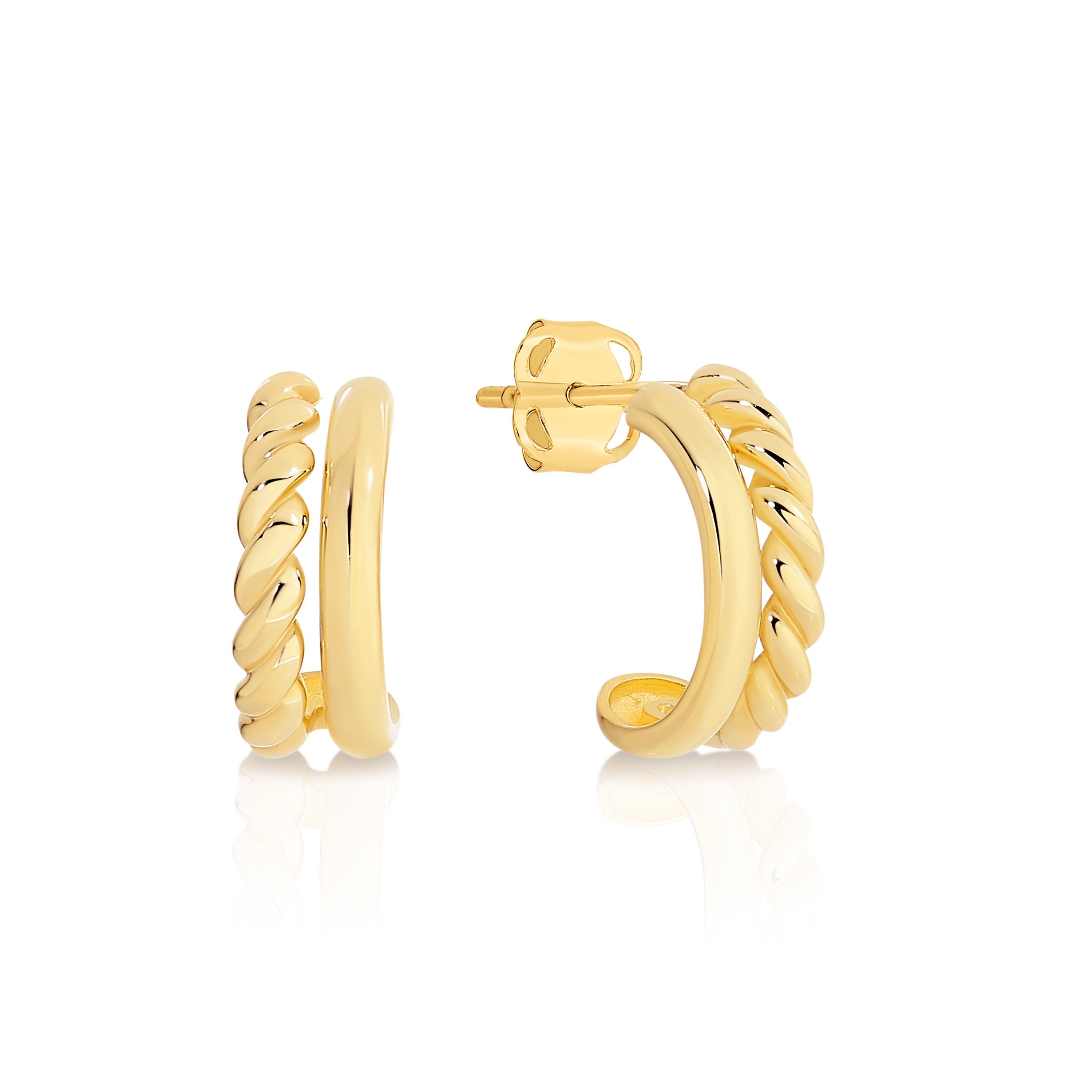 9ct Gold Polished & twist studs