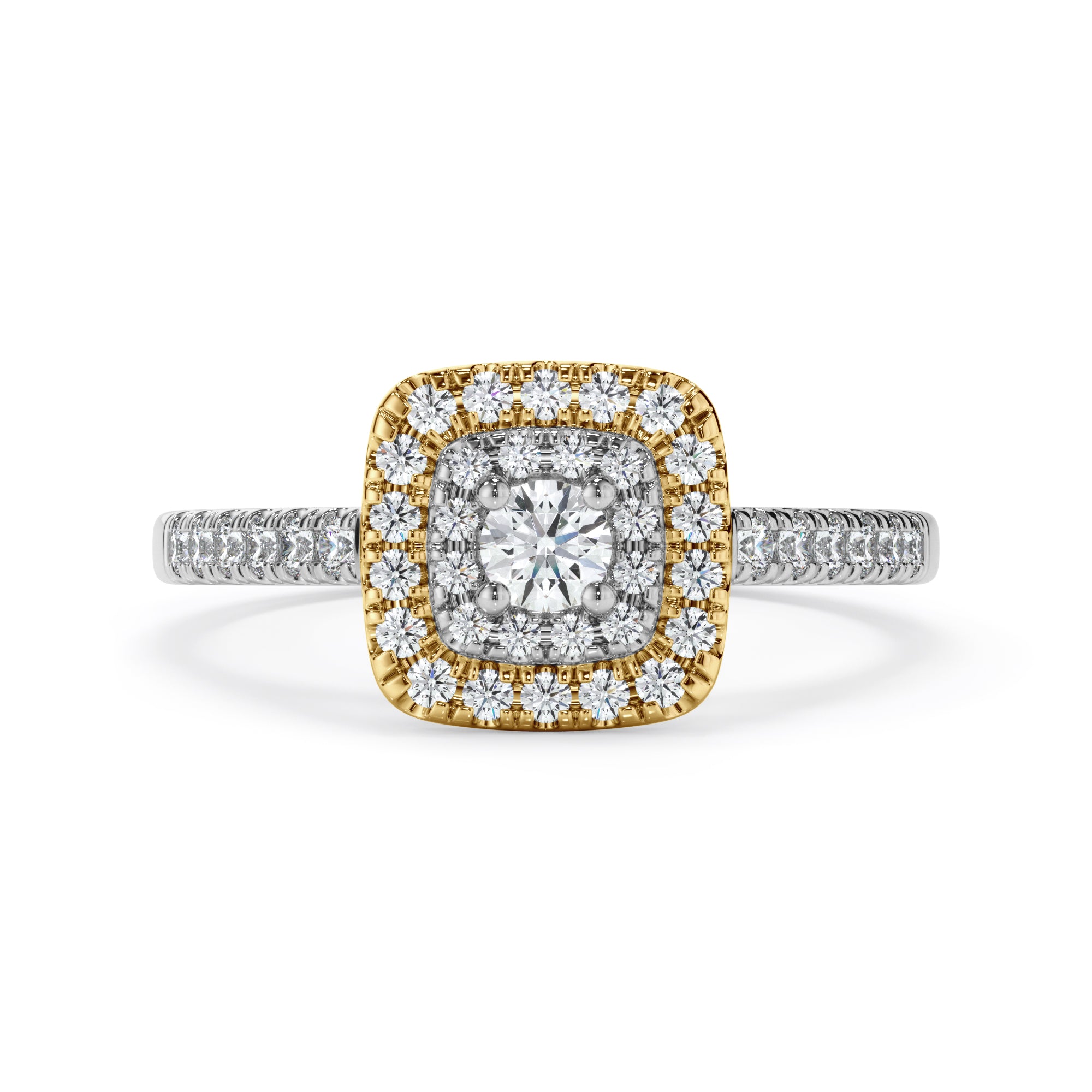 18ct White and Yellow Gold Double Halo Diamond Ring