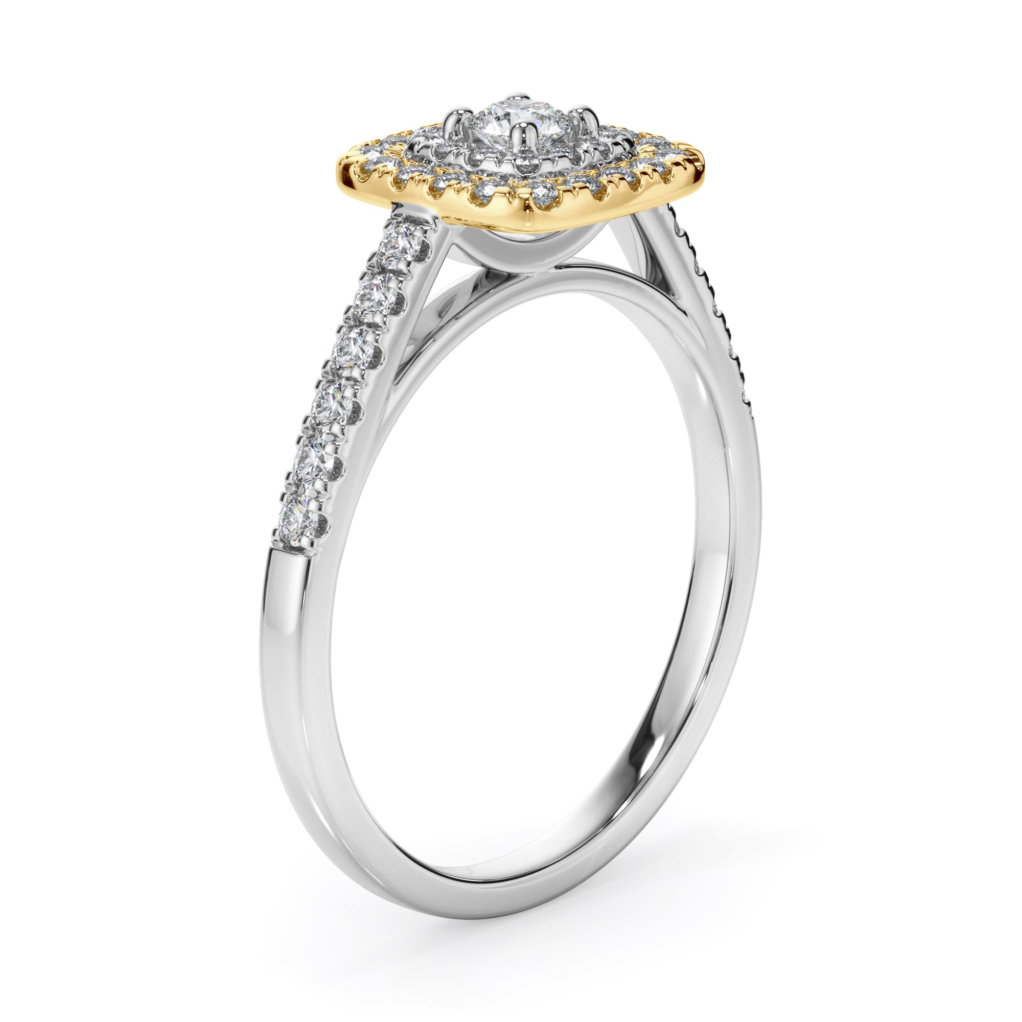 18ct White and Yellow Gold Double Halo Diamond Ring
