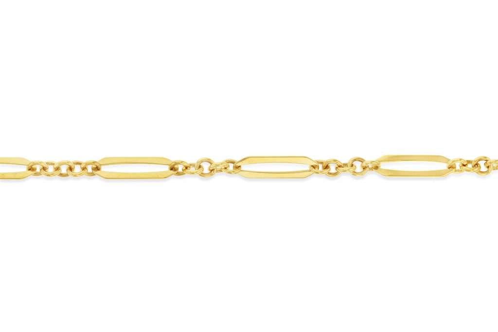 9ct Yellow Gold Flat Fancy Paperclip Cable Bracelet