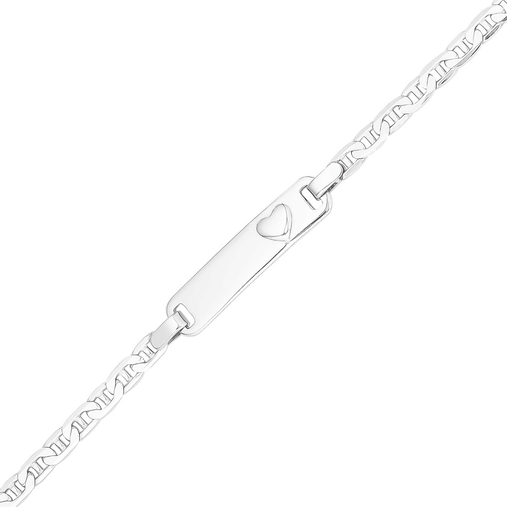Sterling Silver 15cm Children’s Heart ID Bracelet With Anchor Chain