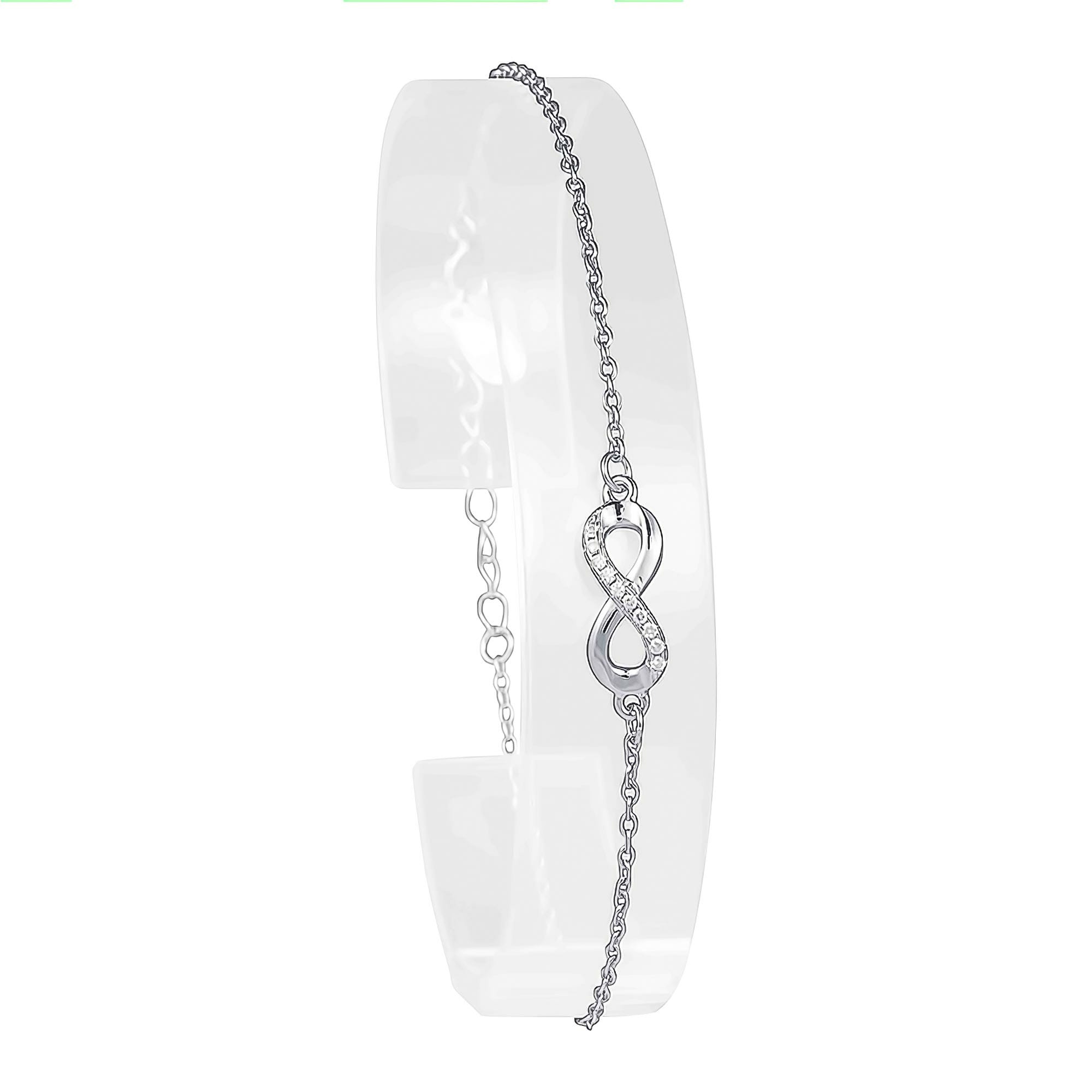 Rhodium Plated Sterling Silver Infinity CZ Bracelet
