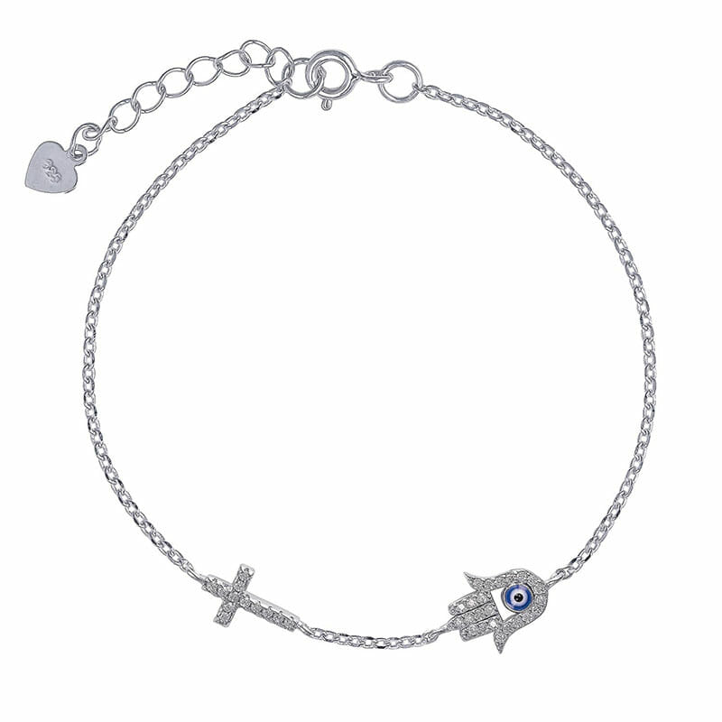 Rhodium Plated Sterling Silver CZ Bracelet