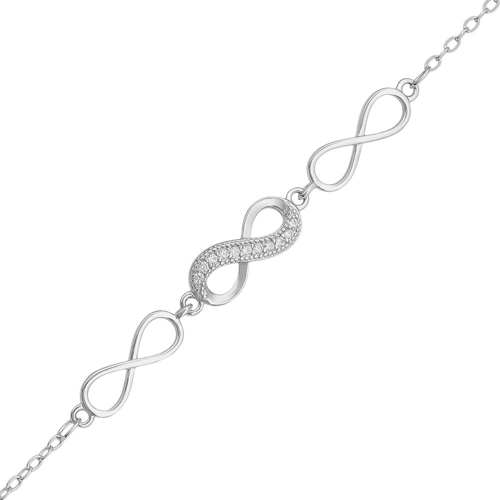 Rhodium Plated Sterling Silver Infinity Bracelet