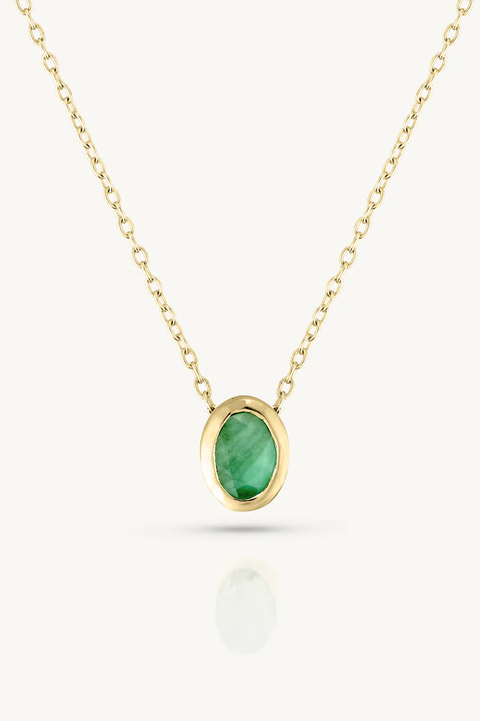 Toni May-May Emerald Gold Oval Birthstone Necklace