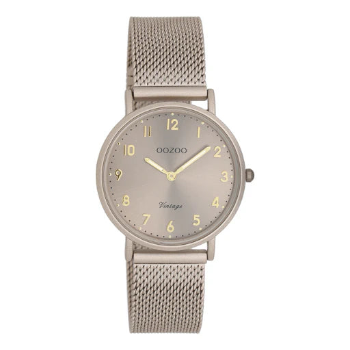 Oozoo Round 32mm Taupe and Gold Watch