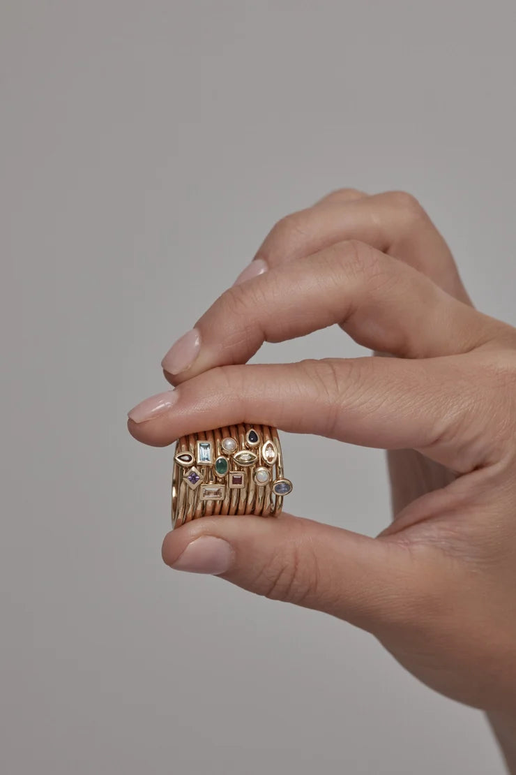 Toni May Petite February Amethyst Gold Stacker
