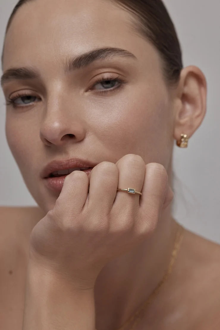 Toni May Petite March Swiss Topaz Gold Stacker