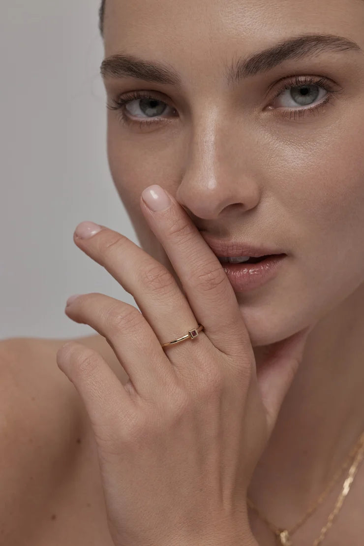 Toni May Petite July Ruby Gold Stacker