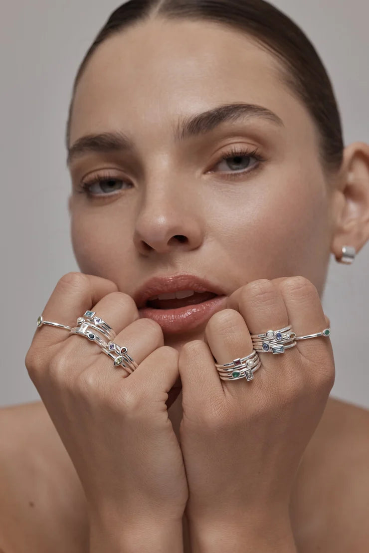 Toni May Petite October Opal Silver Stacker