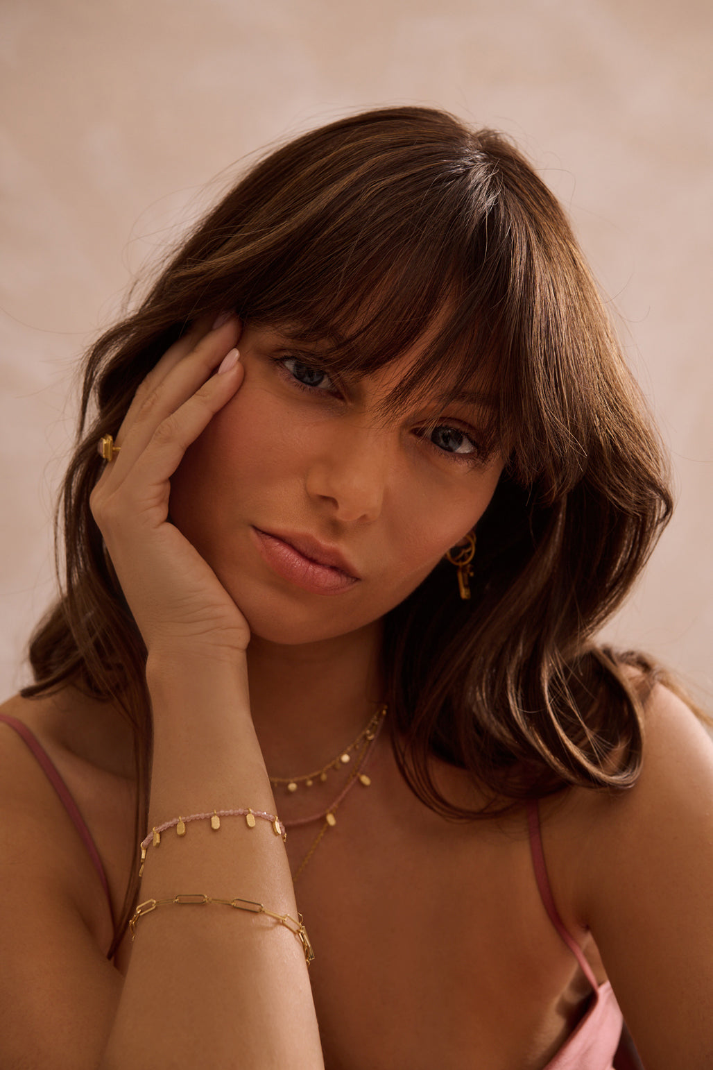 Murkani Rose Quartz Bracelet in 18k Yellow Gold Plate
