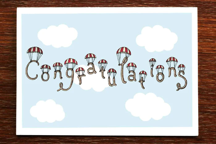 The Nonsense Maker Congratulations in the Clouds - Greeting Card