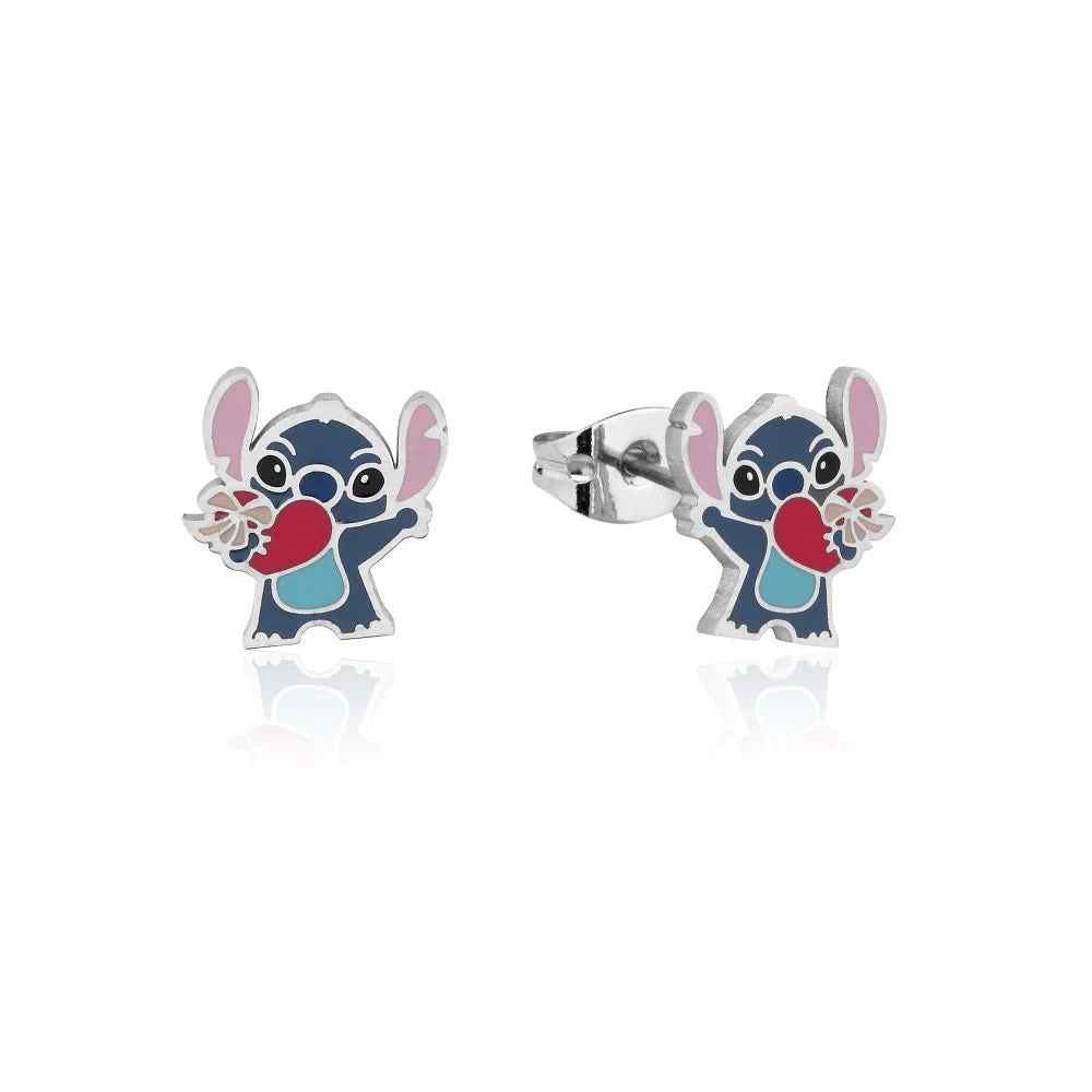 Couture Kingdom - ECC Disney Lilo and Stitch Heart Enamel Stud Earrings