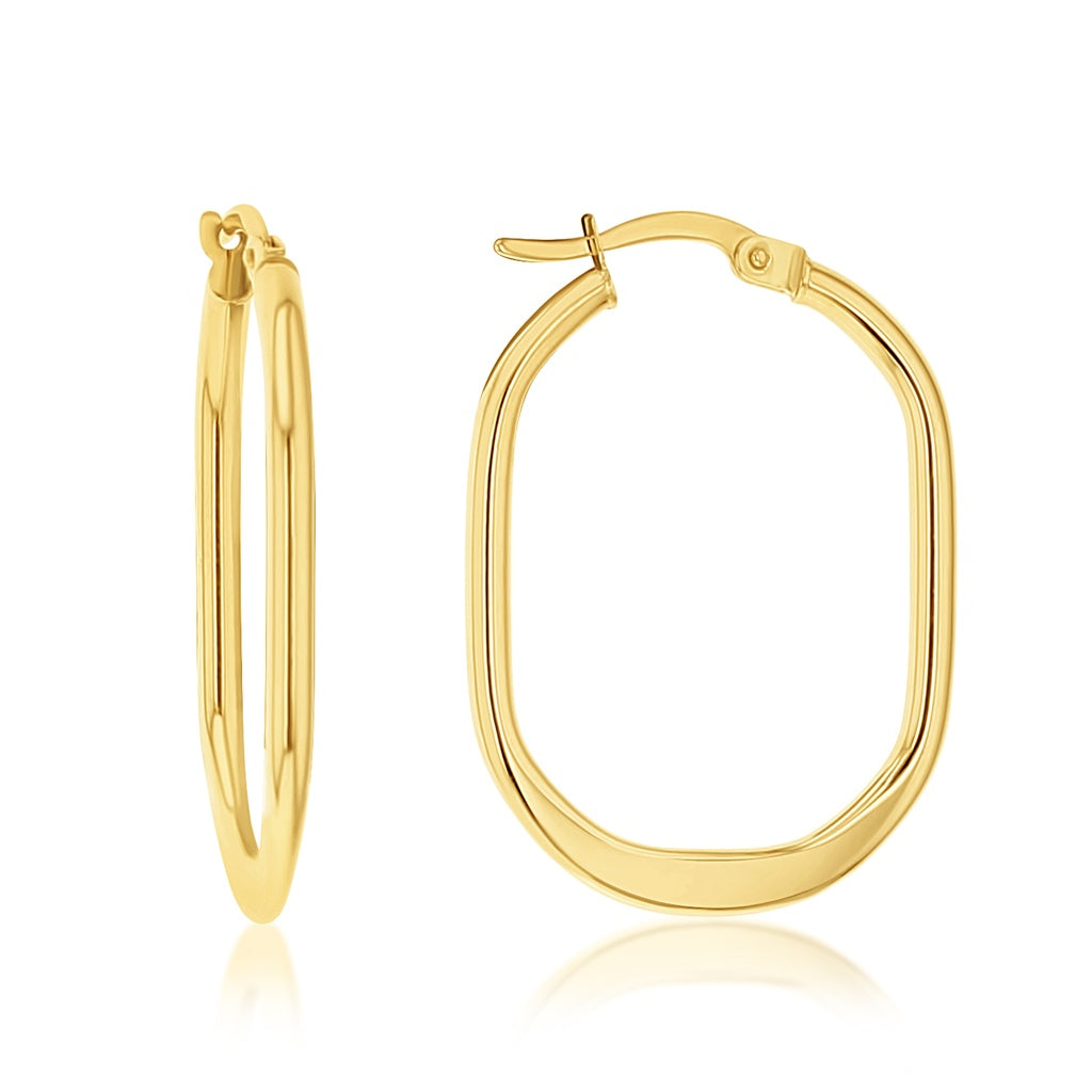 9CT Round to Flat Oval Hoop