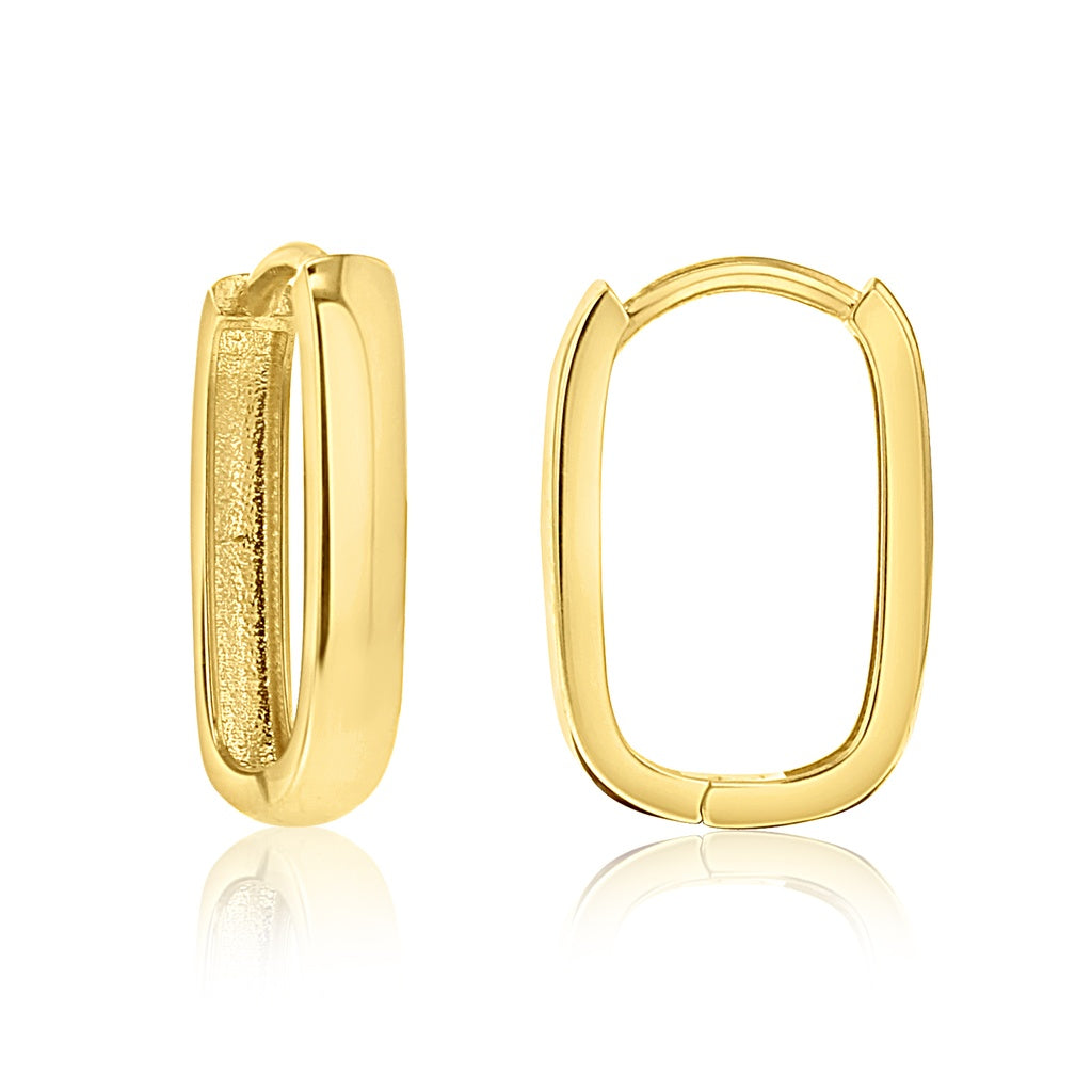 9CT Yellow Gold Paperclip 12mm Rectangle Huggies