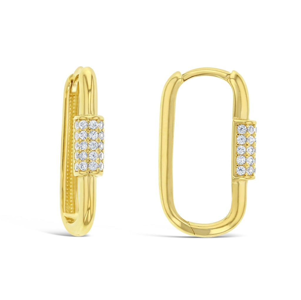 9ct Yellow Gold Fancy Cubic Zirconia Paperclip Huggie Earrings