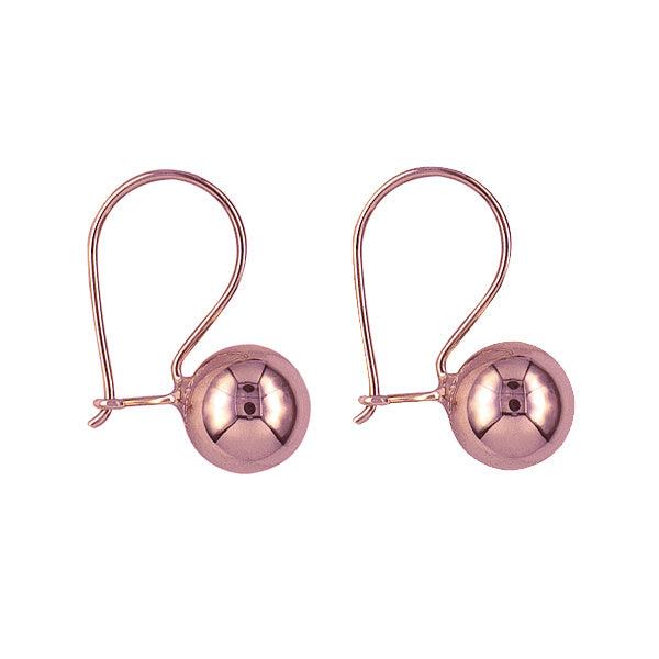 9ct Rose Gold 8mm Euro Ball Earrings