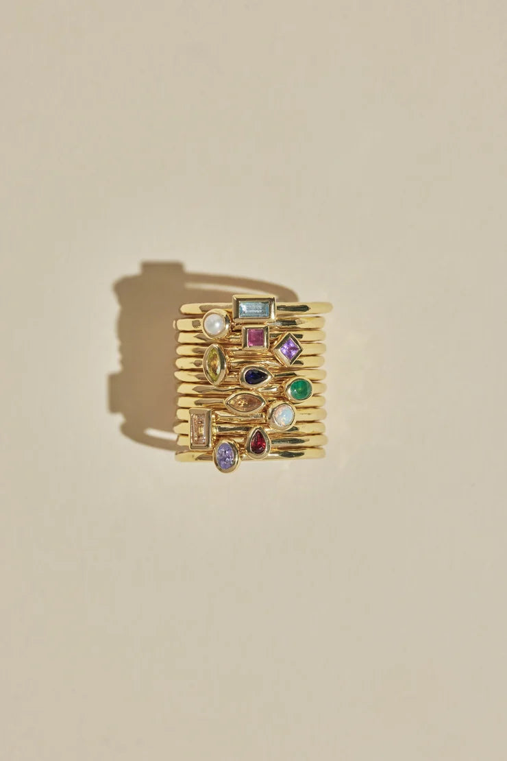 Toni May Petite October Opal Gold Stacker