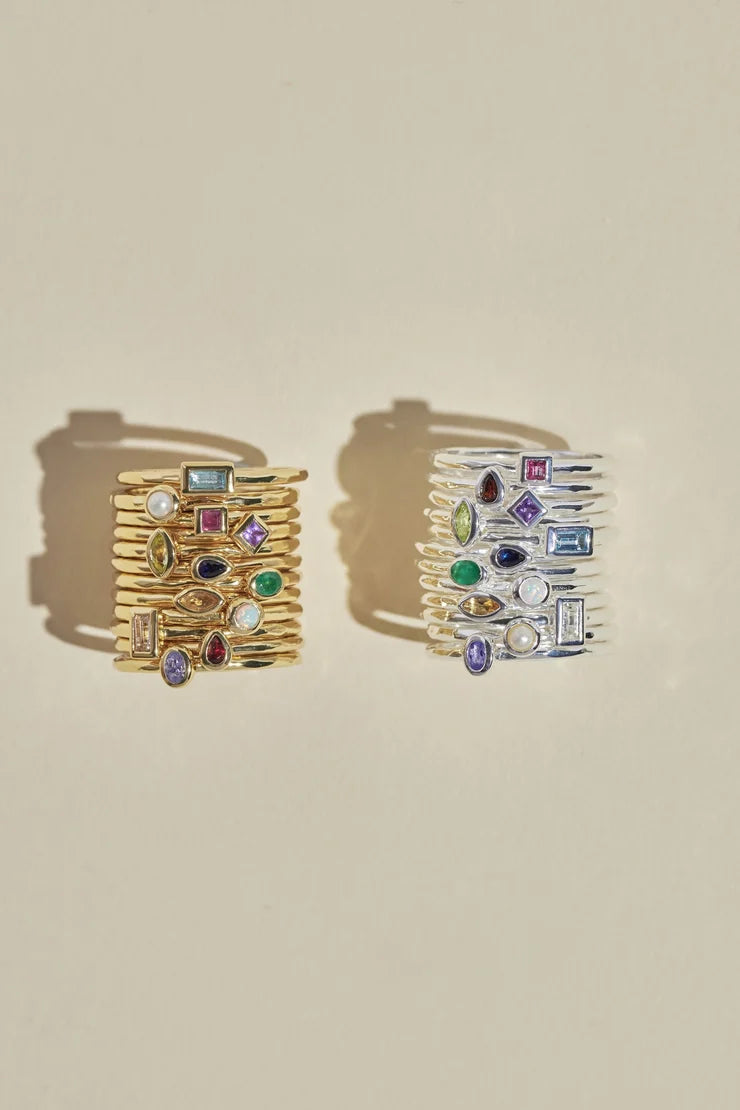 Toni May Petite May Emerald Silver Stacker