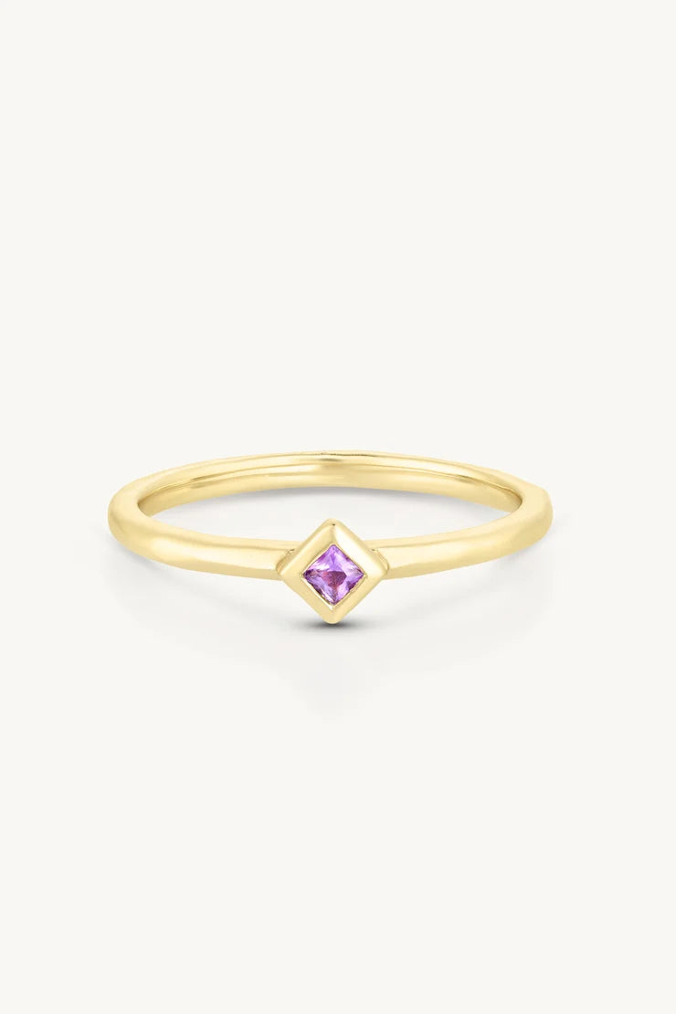 Toni May Petite February Amethyst Gold Stacker