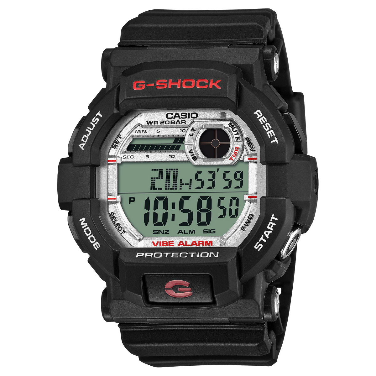 G-Shock Digital WHITE DIAL, BLACK RESIN BAND