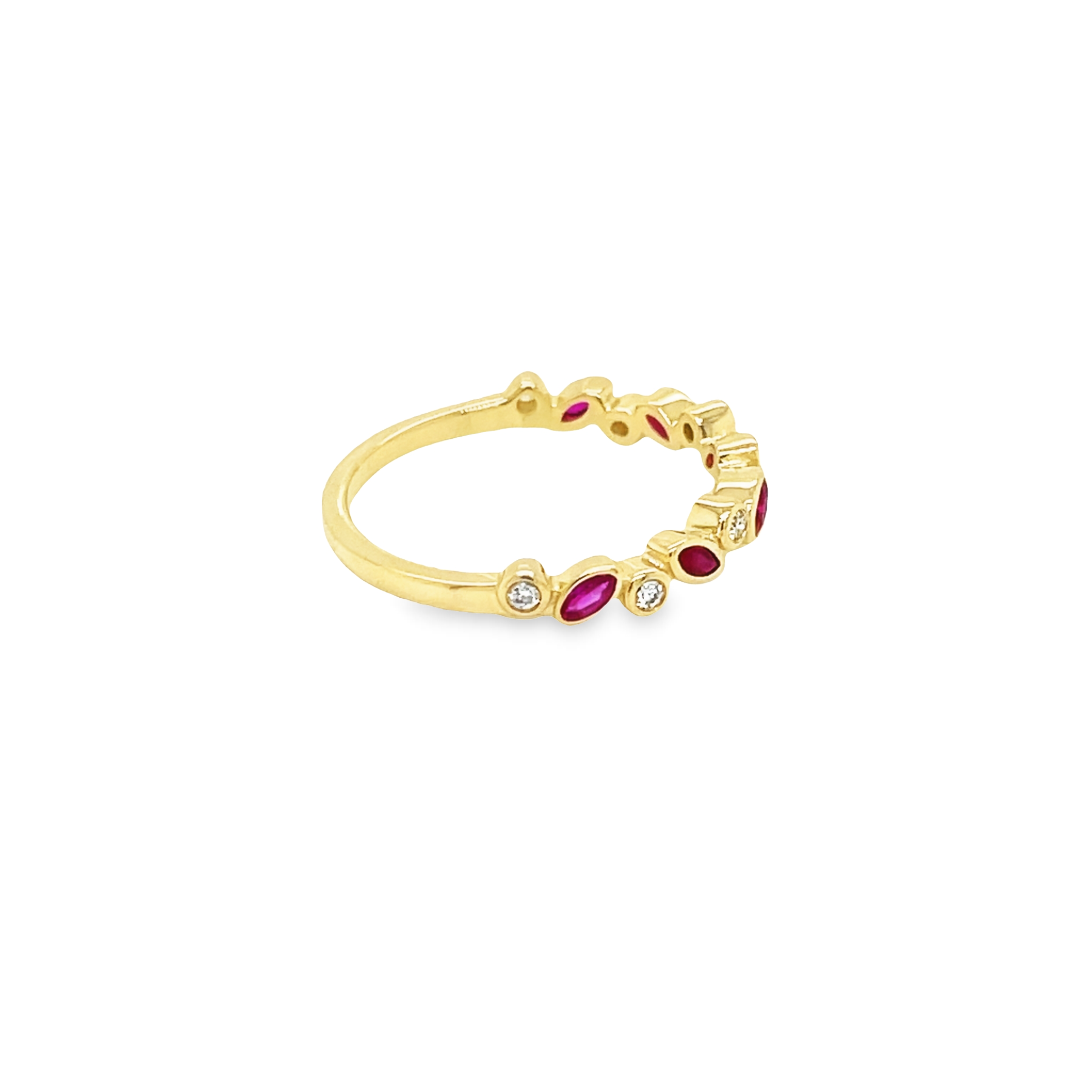 9ct Yellow Gold Ruby and Diamond Fancy Cut Ring