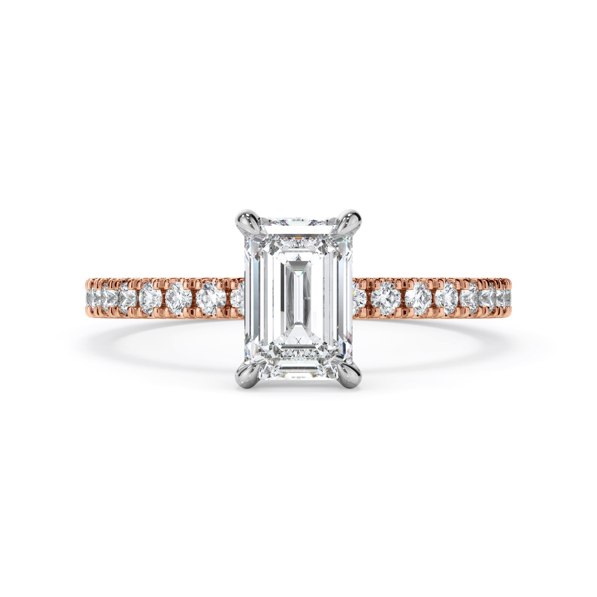 18ct Rose Gold Emerald Cut Diamond Ring