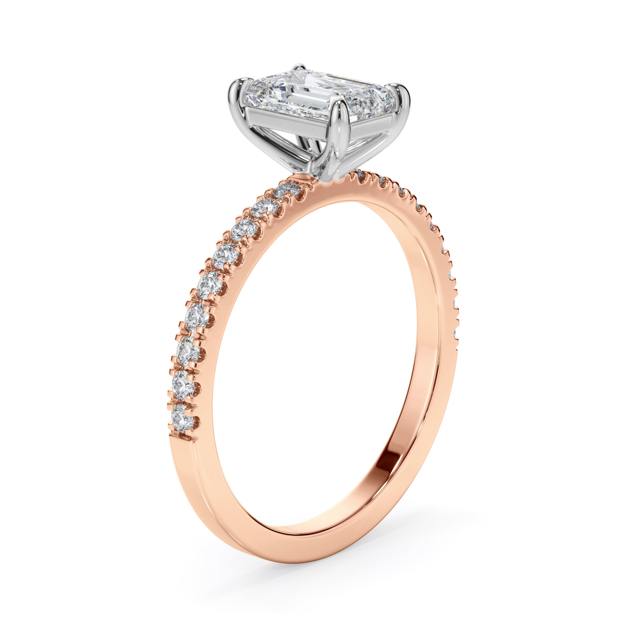 18ct Rose Gold Emerald Cut Diamond Ring