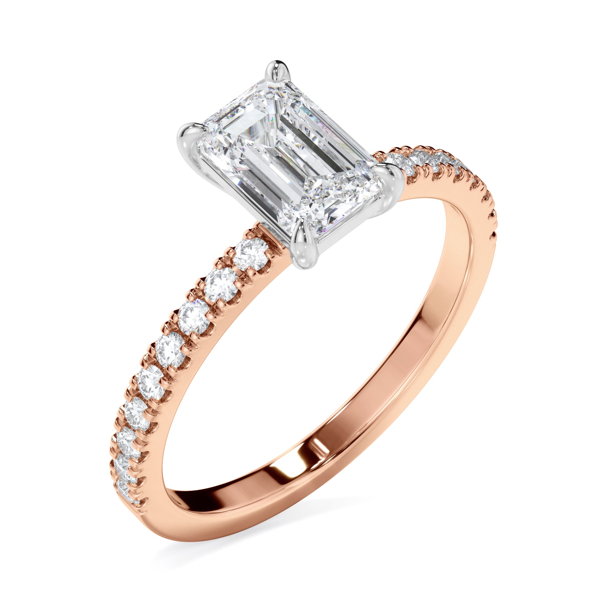 18ct Rose Gold Emerald Cut Diamond Ring