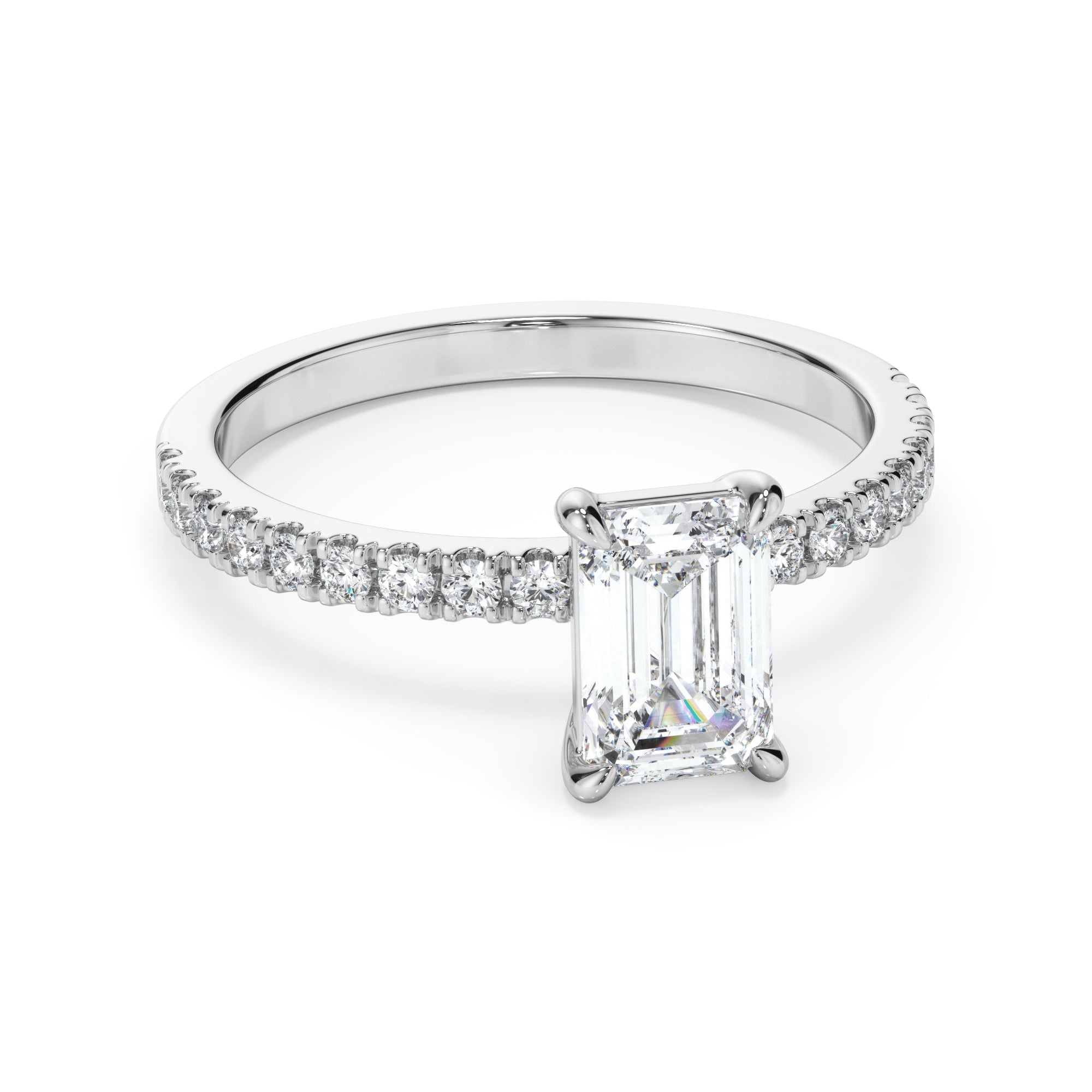 18ct White Gold Emerald Cut Diamond Ring