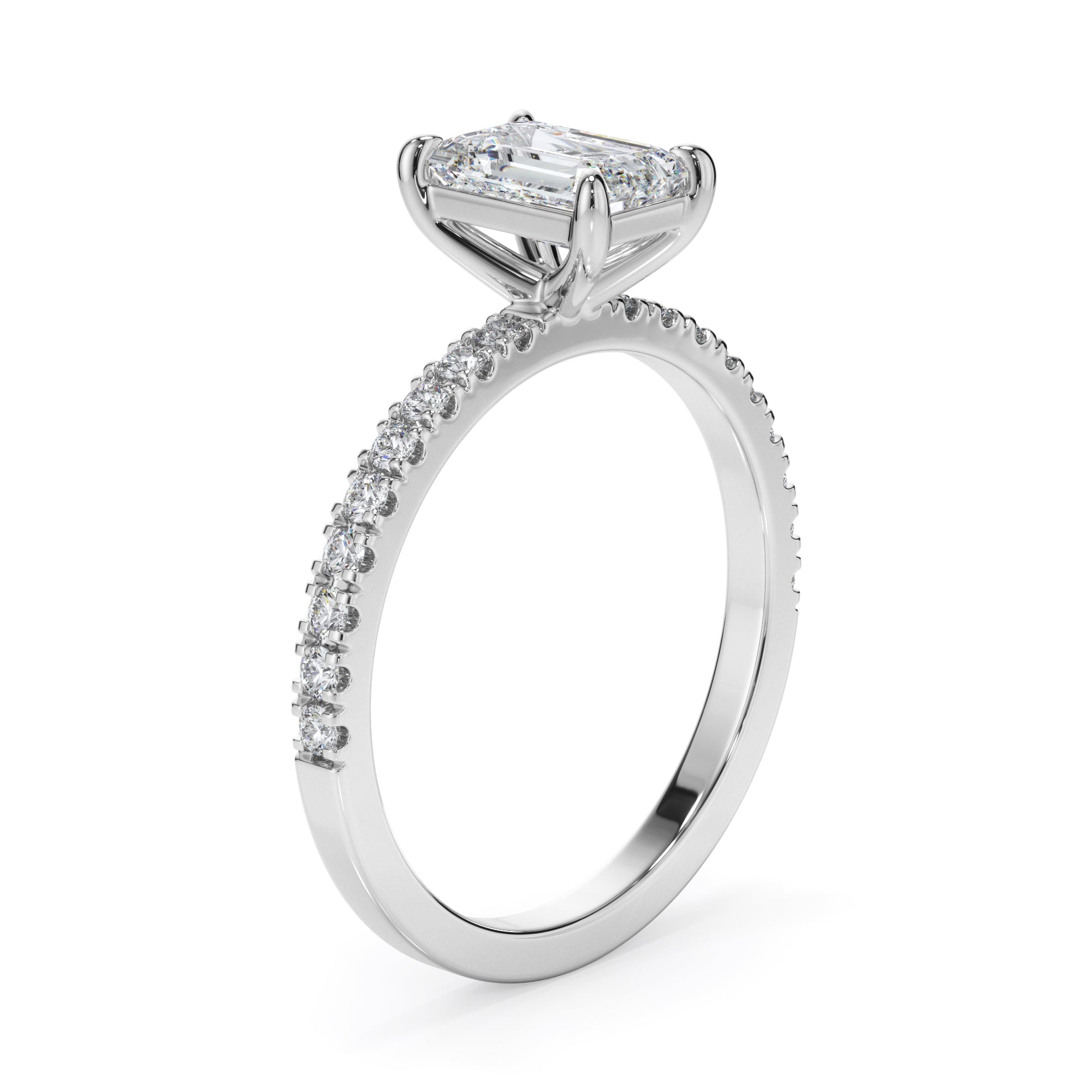 18ct White Gold Emerald Cut Diamond Ring