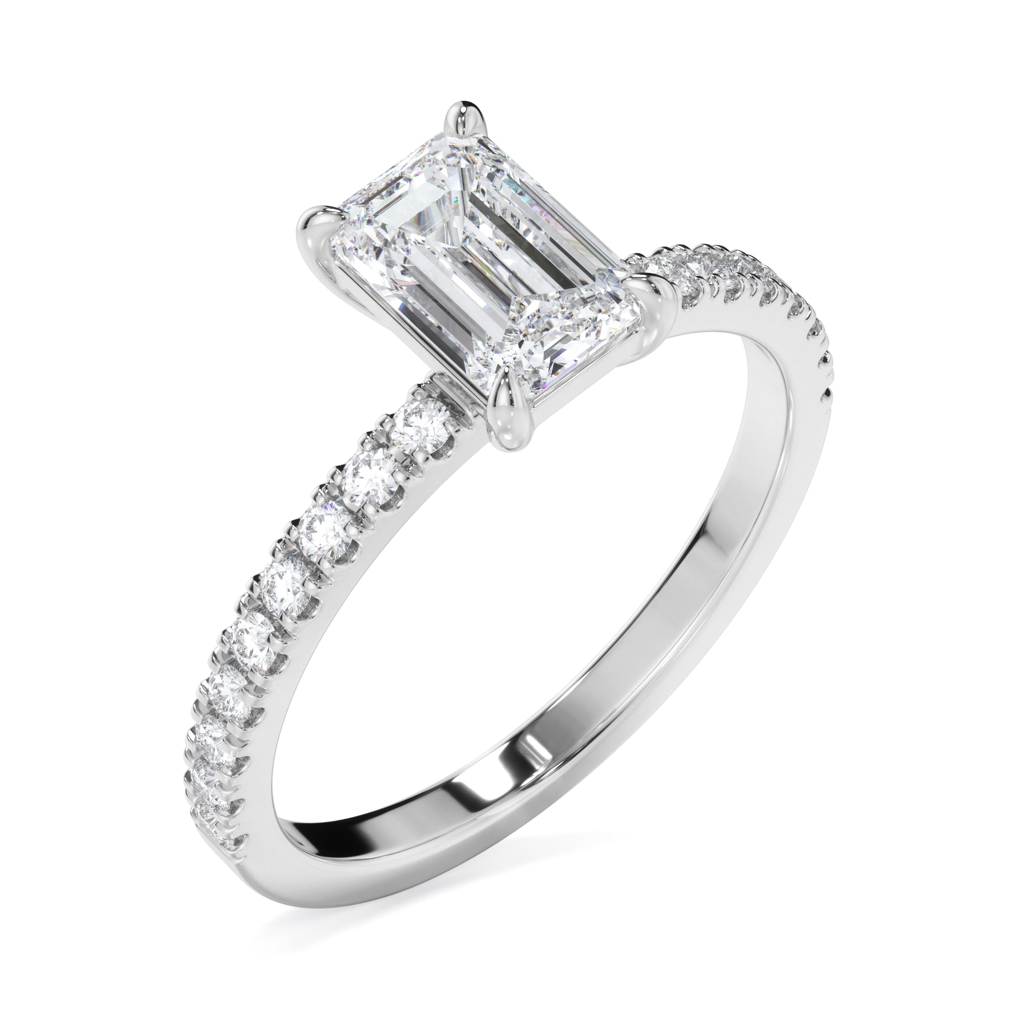 18ct White Gold Emerald Cut Diamond Ring